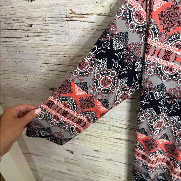 Banana  Republic Wrap Dress paisley pattern blue pink size xl long sleeve - Picture 5 of 8